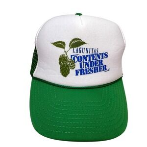 Lagunitas Contents Under Fresher Cap Mesh Trucker Hat Nissin Green White Mens OS